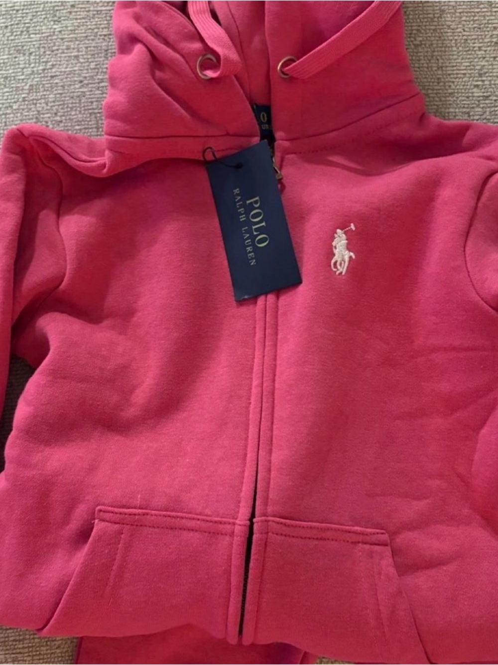 Polo by Ralph Lauren Girls' Hot Pink Hooded Zip Sweatshirt